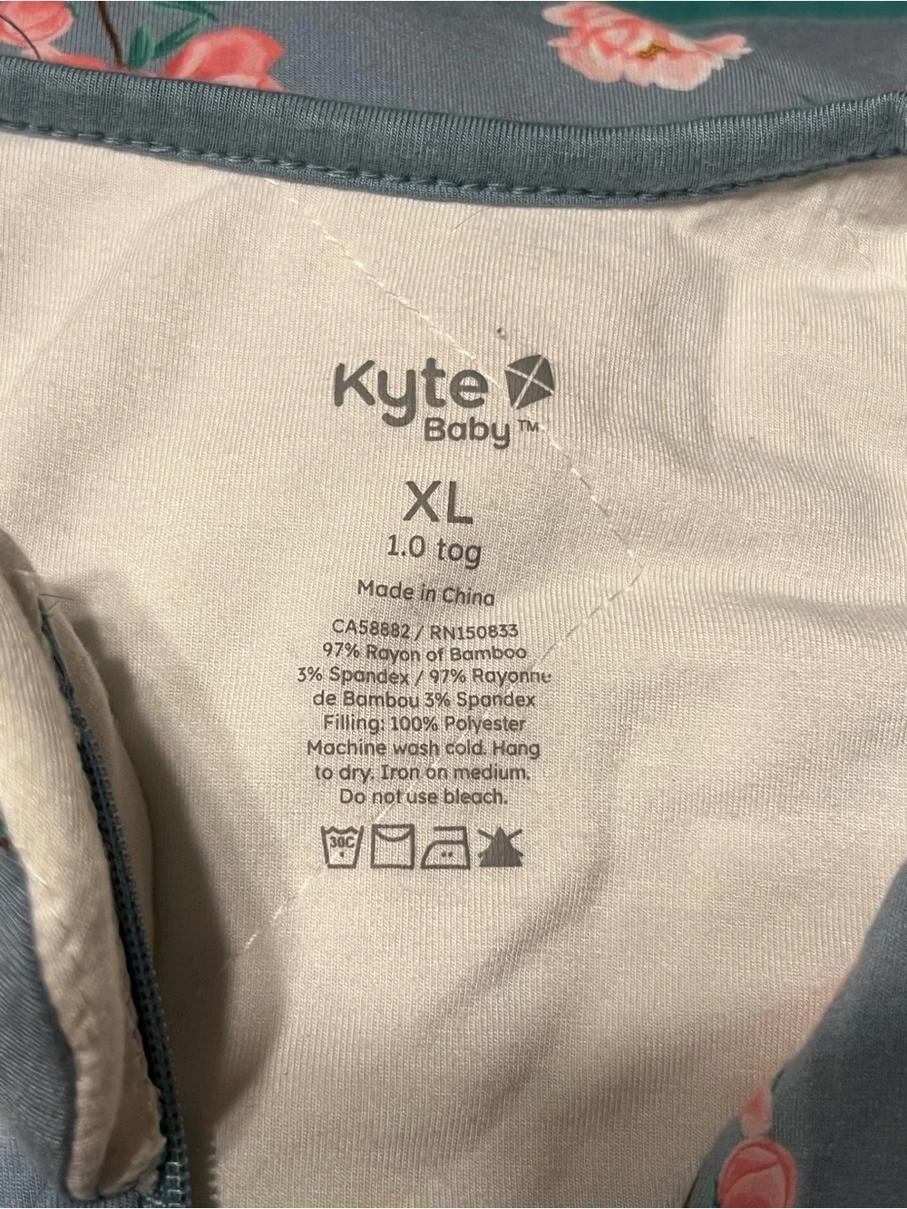 Kyte BABY Blue Floral Sleeveless Sleep Sack with Pink Flowers